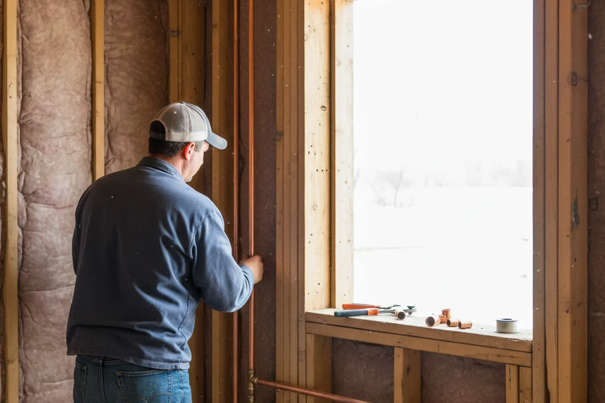Licensed plumber running new copper supply lines in a Washta home