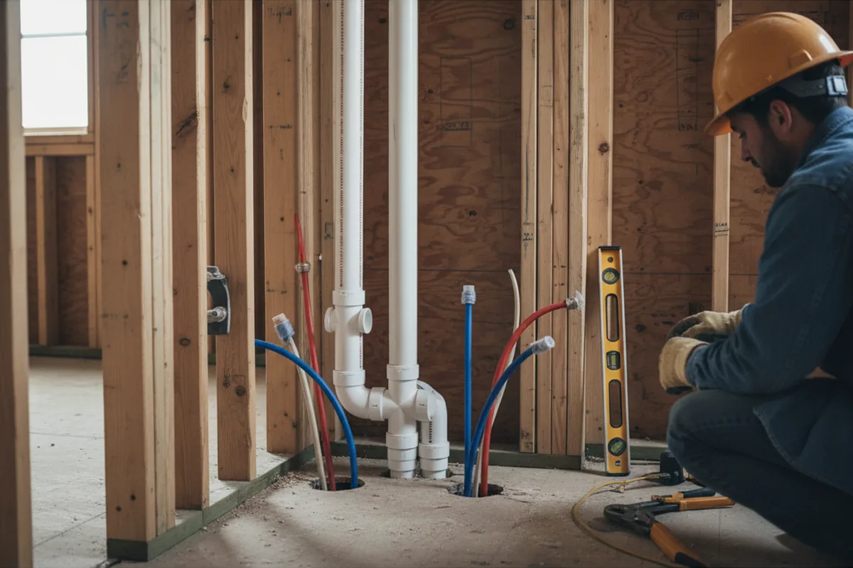 Drain and supply rough-in during Drain Cleaning in Washta